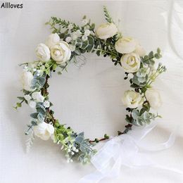 Guirnalda de boda, corona, tocados, flores hechas a mano, Tiara, diademas, accesorios para el cabello para mujeres, damas de honor, niñas, Seasi323s