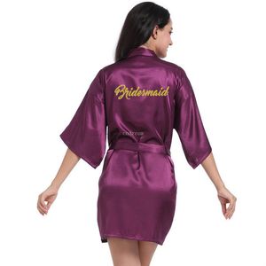 mariage dorure Robes de demoiselle d'honneur dentelle taille cravate matin robe maquillage robe de chambre femmes soie Chemises robe volonté et sable