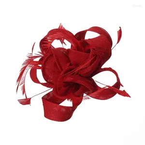 Mariage vert Fascinator femmes chapeaux mariée Mariage plume chapeaux pour fête dîner cheveux accessoires église Occasion pilulier casquette