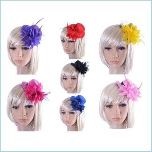 Bijoux De Cheveux De Mariage Chapeau De Plume Ruban De Mariage Gaze Dentelle Fleur Mini Chapeaux Haut De Forme Fascinator Clips De Cheveux De Fête Casquettes Acce De Mariée Dhgarden Dh39C