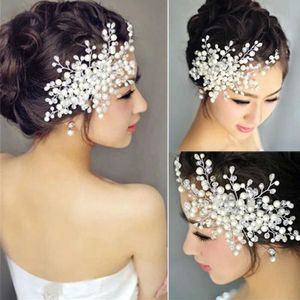 Bijoux de cheveux de mariage épingles de cheveux de fleur de perle clips à la main Diamante Crystal Bridal Weddal Party Headwear Robe de mariée Accessoires