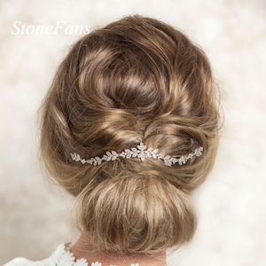 Joyería para el cabello de la boda Stonefans Accesorios nupciales elegantes para el cabello Hojas Diadema de cristal Mujeres Novia Cabeza Cadena Tocado Tocado Joyería 230614
