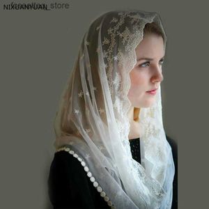 Bijoux de cheveux de mariage en gros ivory noir catholique voile Jérusalem dames musulmanes dentelle shl écharf mangellas église nuptiale ce 230615 l240402