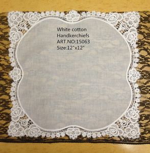Pañuelo de moda textil para el hogar para mujer, 12 unidades/lote, 12x12 pulgadas, blanco suave, 100% algodón, pañuelo de boda, pañuelos de encaje de rosas bordados para novia