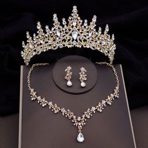 Wedding Jewelry Sets Baroque Fashion Bridal Luxury Crown Earrings Choker Necklace Set Women Dress Tiaras Bride 230909
