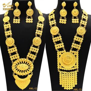 Wedding Jewelry Sets Dubai Indian Necklace Earrings Big Pendant Set Gold Color For Women Nigeria African Bridal Party Jewellery Gifts 231117