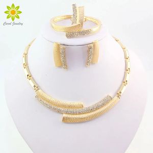 Ensembles de bijoux de mariage, strass en cristal, perles africaines, dubaï, couleur or, bijoux de déclaration, Costume 231116