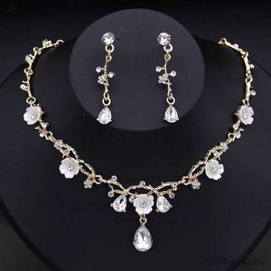 Wedding Jewelry Sets Gorgeous Crystal Bride Jewelry Sets for Women Luxury Flower Choker Necklace Earrings Wedding Dress Bridal Necklace Sets Fashion R231207
