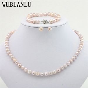 Ensembles de bijoux de mariage WUBIANLU 4 couleurs 78mm rose collier de perles bracelet boucle d'oreille femmes faisant design mode style fille cadeau en gros 221115