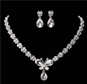 Bijoux de mariage brillant nouveau pas cher 2 ensembles strass bijoux de mariée accessoires cristaux collier et boucles d'oreilles pour bal Pageant Pa6028865