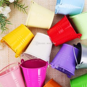 Plantas en macetas para fiesta de bodas, mini cubos pequeños de lata de colores surtidos, pueden elegir el color DH2015