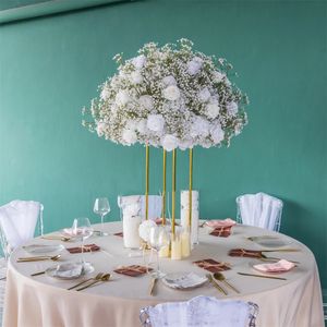 Centres de Table de fête de mariage, série blanche de luxe, boule florale de souffle de bébé Rose pour décoration de dîner, événement route plomb