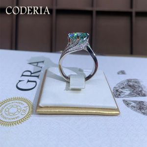 Anneaux de mariage 100 Real Green 5 0 Carat Ring Luxury Engagement Jewelry 925 Sterling Silver Women Fine Gemstone 230506
