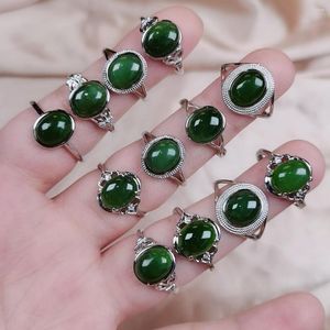Anillos de boda, 1 pieza, piedra preciosa Natural, cabujón, anillo geométrico verde, Jaspers, Jades, cristal de cuarzo, dedo ajustable para mujer, Navidad