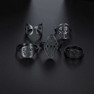 Bagues de mariage 5 pcs / ensembles anneaux fins pour les femmes amoureuses Sweetheart Couple de couronne Ring Men Daisies Hollow Heart Music Note Cadeau Bijoux de mariage