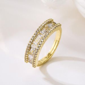 Anneaux de mariage acheter 2023 mode couleur or ouvert réglable luxe CZ Zircon pavé réglage bijoux accessoires féminins