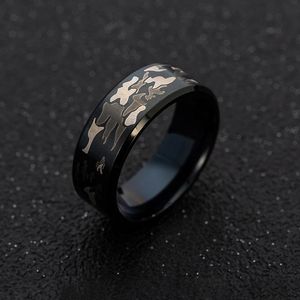 Anillos de boda Étnico Titanio Acero Negro Militar Hombre Hombre Punk Tres colores Camuflaje Anillo Camo Hombres Joyería Anel Masculino Boda