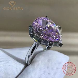 Anneaux de mariage Gica Gema 100 925 Sterling Silver Pear Cut 4CT VVS D Couleur Créé Fiançailles Bague Personnalisée Fine Jewelry 231123