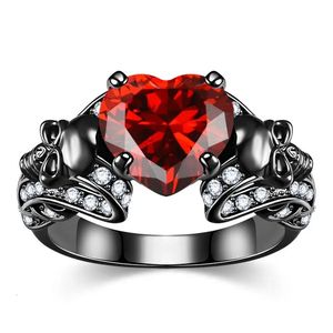 Anneaux de mariage bijoux gothiques violet rouge noir cristal crâne Unique pour les femmes Halloween cadeaux de noël 231124