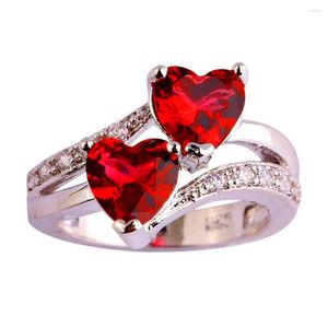 ANNALES DE MARIAGE COEUR COUPE ROUGE WHILOREDANA TE CUBIC ZICCONIA Silver Color Taille 6 7 8 9 10 pour les belles femmes romantiques Cadeaux