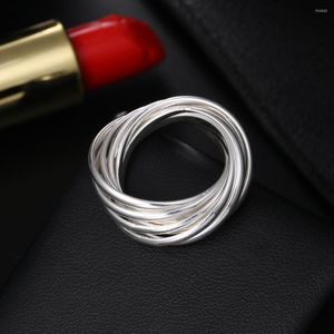 Anillos de boda Hoy, anillo de plata con nueve círculos para mujer, moda popular, fiesta personalizada, regalo de Navidad, marcas de joyería fina