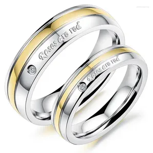 Bagues de mariage bijoux doigt blanc bleu cz diamants titanium en acier couple anneau gj192 une paire prix