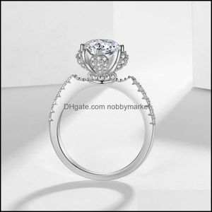 Bagues de mariage Bijoux Womens Style Close Set Petal True Diamond Ring Net Red 1.2 Carat White Copper Engagement Drop Delivery 2021 Stmrw