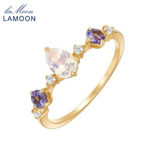 Anneaux de mariage LAMOON bague en pierre de lune naturelle pour femmes Tanzanite pierre précieuse 925 en argent Sterling or Vermeil bijoux fins fiançailles 230822