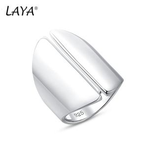 Anneaux de mariage LAYA 925 argent Sterling tambour rond conception Unique argent uni large grande bague pour hommes Original moderne bijoux tendance 231214