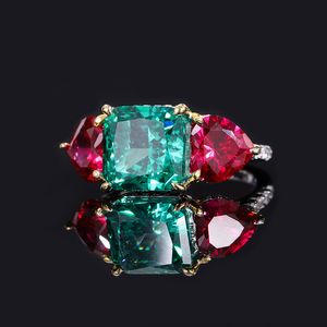 Anneaux de mariage Lind 100 Solide 925 Sterling Silver Square Green Emerald Engagement 8 8mm Pour Femmes Fine Jewelry Selling 230808