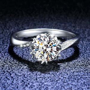 Wedding Rings Luxury Original PT950 Platinum Ring Round 1 Carat VVS1 Snowflake Diamond Ring Womens Gift Wedding Accessories 231208