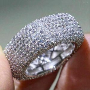 Bagues de mariage en cristal de luxe pour femmes, avec zircone cubique brillante, bijoux de fiançailles tendance pour femmes, vente en gros