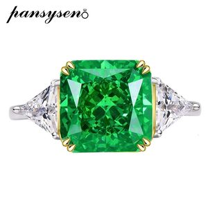 PANSYSEN Luxe 10MM Tsavorite Paraiba Tourmaline Gemstone Cocktail Anneaux pour Femmes Top Qualité 925 Bijoux En Argent Sterling Bague 230802