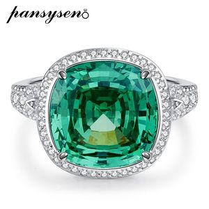 Anneaux de mariage PANSYSEN Luxe 925 Sterling Silver 10CT Paraiba Tourmaline Saphir Gemstone Finger Ring Cocktail Party Fine Jewelry Wholesale 230802