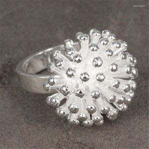 Anillos de boda de plata 925 pura para mujer, anillo de dedo con flor de fuego, tamaño 6/7/8/9 #, banda, accesorios de joyería de moda, bisutería al por mayor