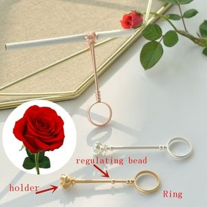 Anillos de boda Rose Flower Retro Cigarette Holder Ring Ladies Men s Clip Party Jewelry Lover Gift 230710