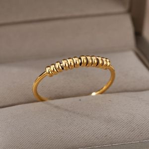 Anillos de boda de acero inoxidable cuentas giratorias anillo de dedo para aliviar la ansiedad antiestrés juguete giratorio para mujeres accesorios de joyería