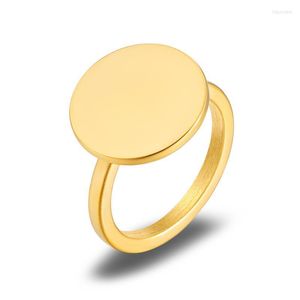 Anillos de boda de moda 18 K anillo para mujer minimalista Color dorado geométrico redondo 316L acero inoxidable joyería fiesta regalo boda Toby22
