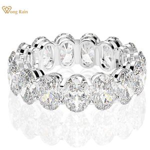 Anneaux de mariage Wong Rain 925 Sterling Silver Oval High Carbon Diamonds Gemstone Engagement Cluster Ring Wedding Band Fine Jewelry Wholesale 230725