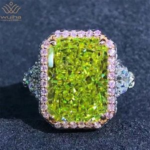 WUIHA Luxury 100% 925 Sterling Silver 3EX 6CT VVS Apple Green Créé Mariage Fiançailles Bague Personnalisée Fine Jewelry 230715