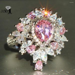 Anillos de boda YaYI Jewelry Princess Cut 14 CT Pin Zircon Color plata Compromiso Corazón Girls Party Ring Gifts 928