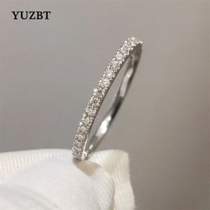 Anillos de boda YUZBT 9K 10K Oro blanco Corte brillante 0.3 quilates Probador de diamantes Pasado D Color Anillo de compromiso Joyería de estilo coreano 231118