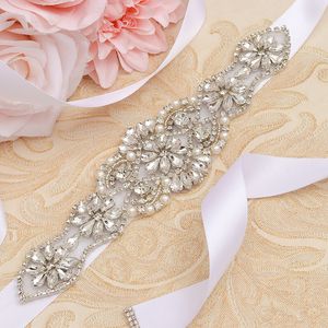 Ceintures de mariage ceinture strass perles mariée argent cristal bijoux robe de soirée de mariée Sashe