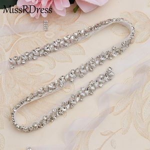 Fajas de boda MissRDress Cinturón de diamantes de imitación Faja Plata Diamante Cristal Nupcial para la decoración del vestido JK863