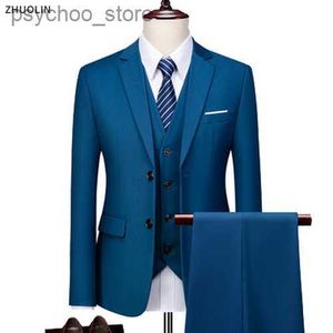 Wedding Suits For Men Elegant Blazers Set 3 Pieces Luxury Business Formal Vest Pants Full Coats 2022 Jackets Free Shipping Q230828