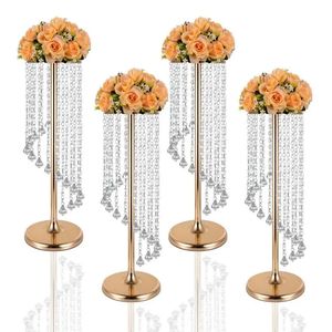 50 a 120 cm de altura) Soportes de flores de metal con cadena de cristal Oro Plata Camino de la boda Centros de mesa de fiesta de plomo para la decoración del hogar D004