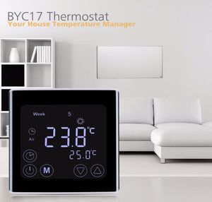 Thermostat de chauffage par le sol Programmable hebdomadaire, écran tactile LCD, régulateur de température ambiante, Thermostat blanc, dos l2266231