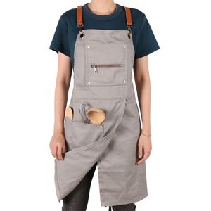 Delantal de algodón WEEYI, delantal de pierna dividida de cerámica de Barista ajustable, vestido, uniforme de tienda de limpieza de peluquero, oferta de camarera de cocina 210623