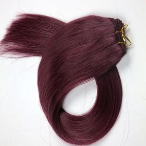 Trames cheveux brésiliens trames de cheveux humains paquets de cheveux raides 22 pouces 530 #/prune rouge Extensions de cheveux humains indiens brésiliens