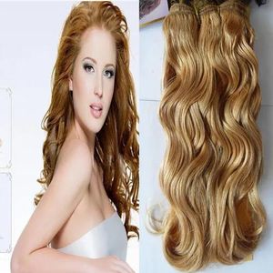 Trames Yuntian cheveux 27 fraise Blonde brésilienne vague de corps Remy cheveux armure 1 pièces 12 pouces à 28 pouces paquets de cheveux humains trame livraison gratuite